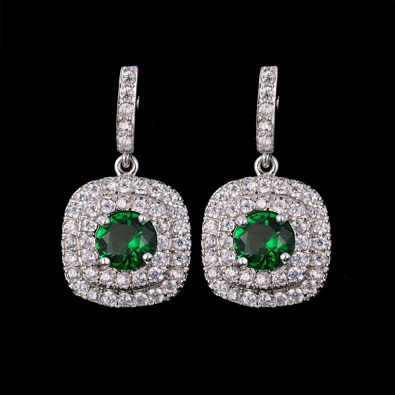 Classic Square Drop Cubic Zirconia Earrings